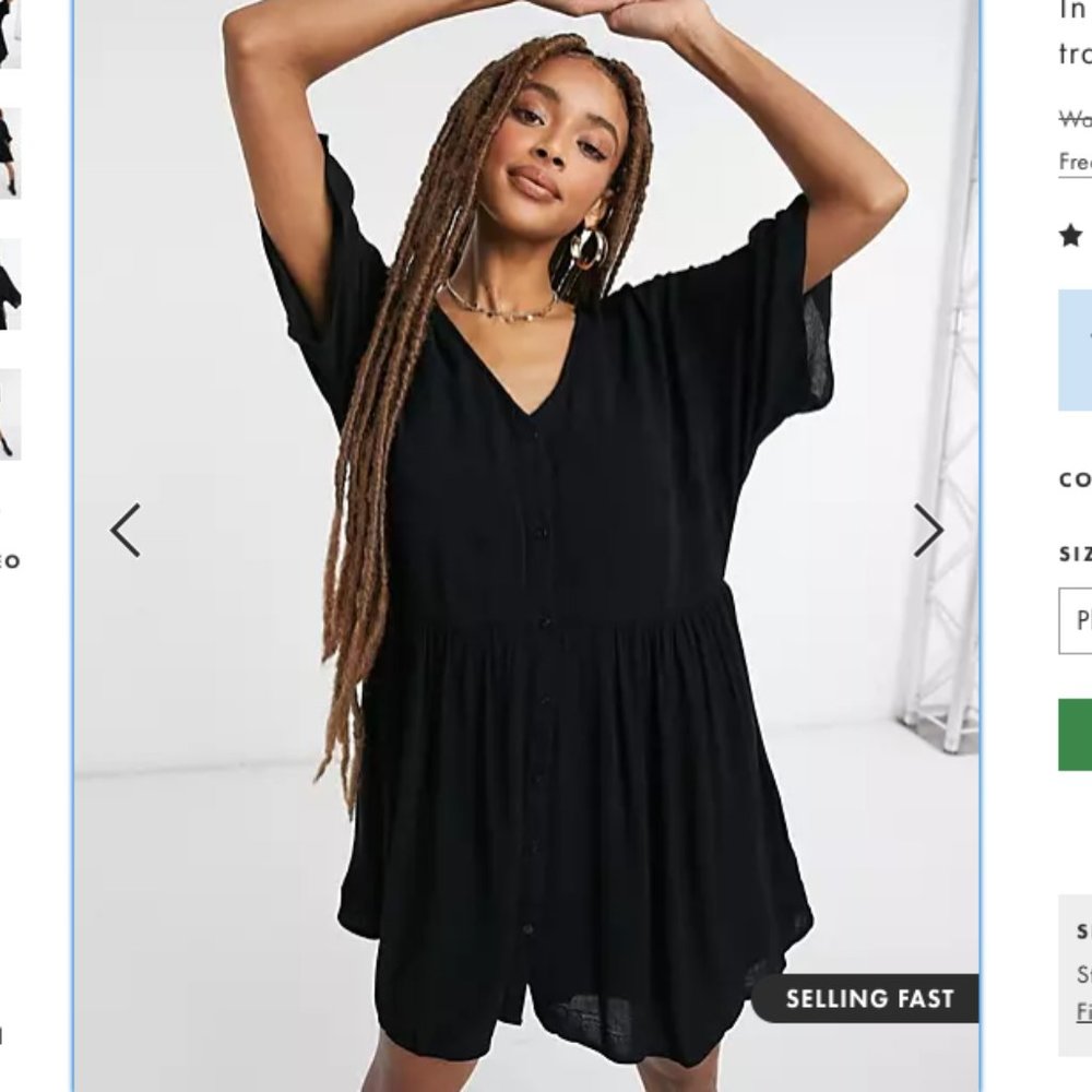 Asos In the Style Black Trapeze Midi Dress Tunic